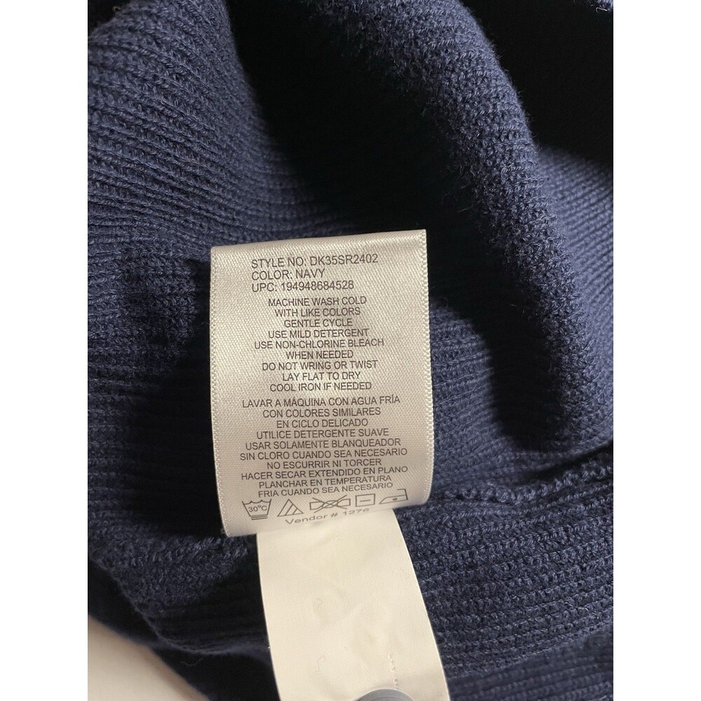 DKNY Sweater Men’s Navy Blue Short Sleeve 100% Cotton Size XL Ribbed Pullover - Picture 5 of 7